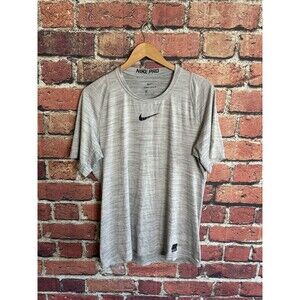 Nike Pro Mens Gray Short Sleeve Athletic Workout Shirt Dri-Fit Size Large